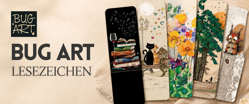 BUG ART Lesezeichen mit illustrierten Tier- und Naturmotiven